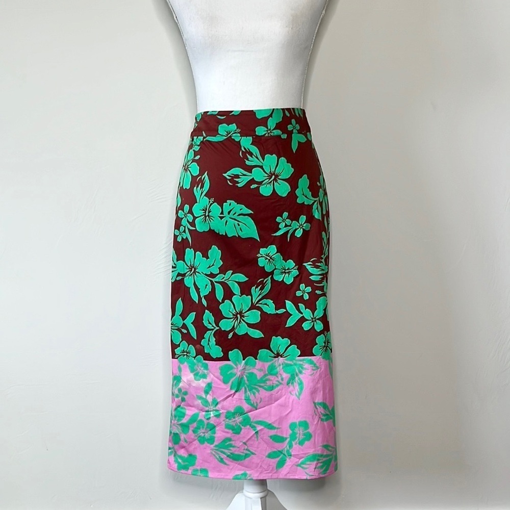 Tropical floral midi skirt